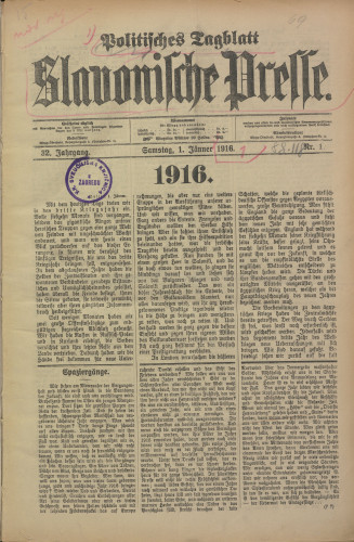 Slavonische Presse, 1916