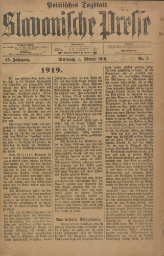 Slavonische Presse, 1919