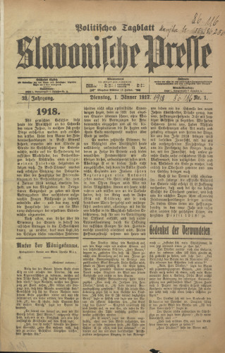 Slavonische Presse, 1918
